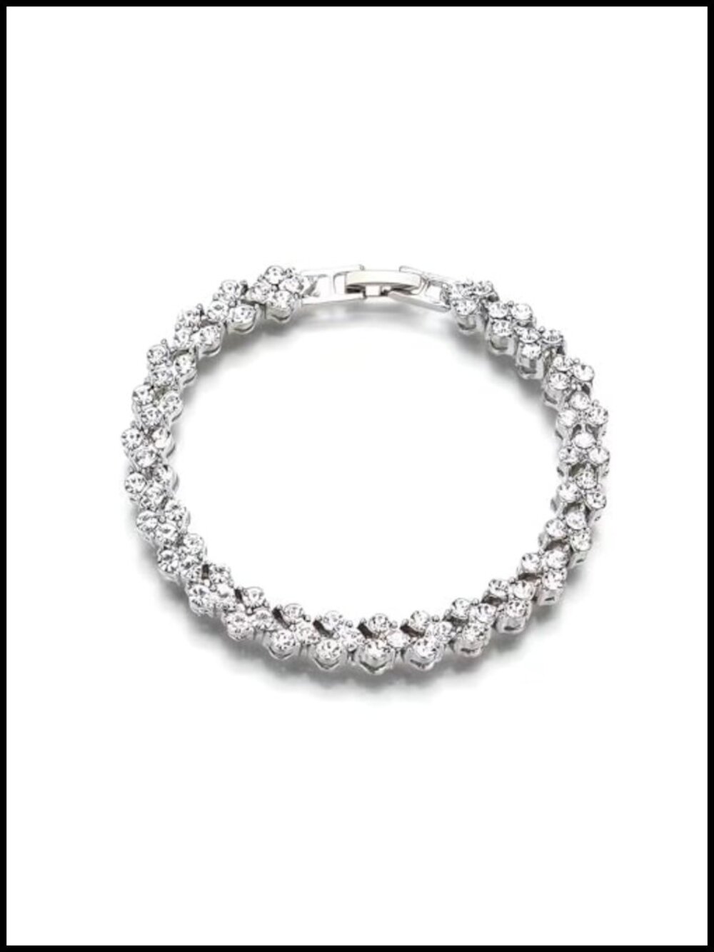 Titanium Steel Tennis Bracelet for Women - Cubic Zirconia Pave, 7 inch,